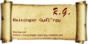Reininger György névjegykártya